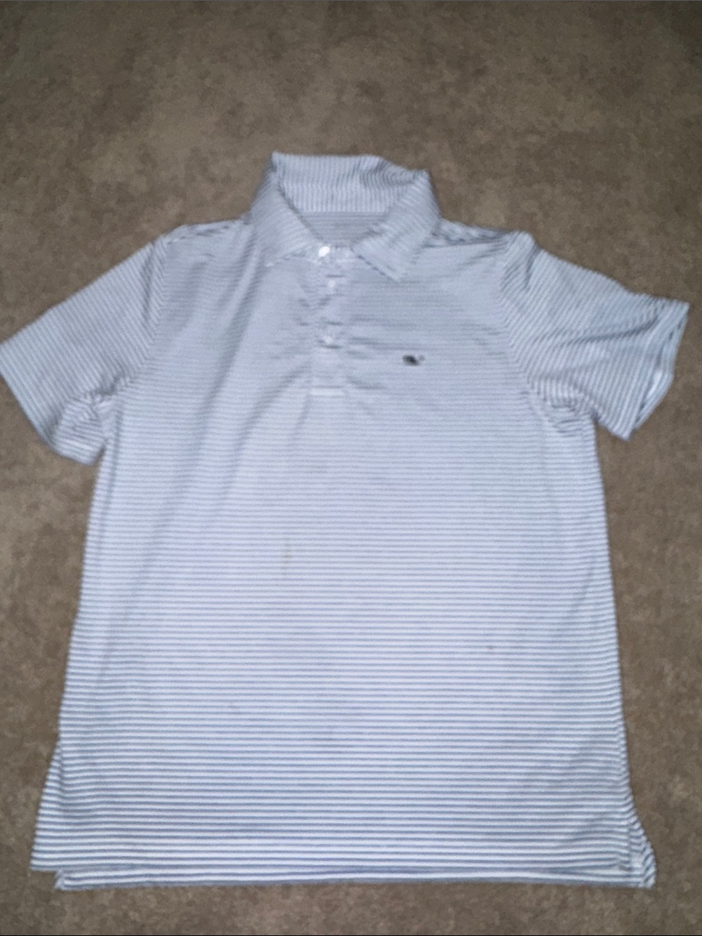 Vineyard Vines White and Light Blue Striped Polo